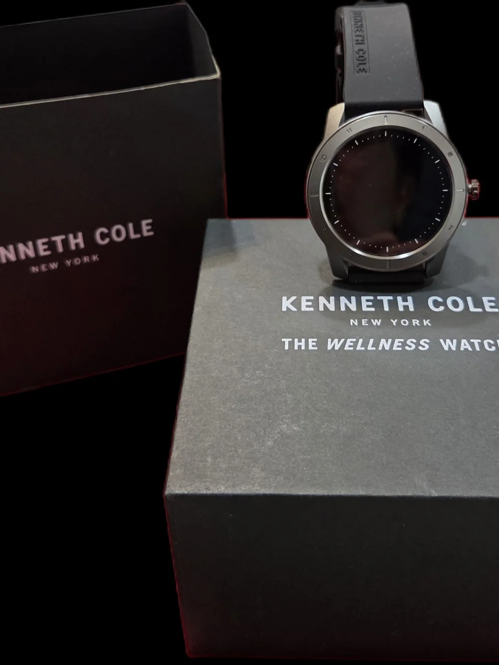 Kenneth Cole Black and Silver Wellness Smartwatch